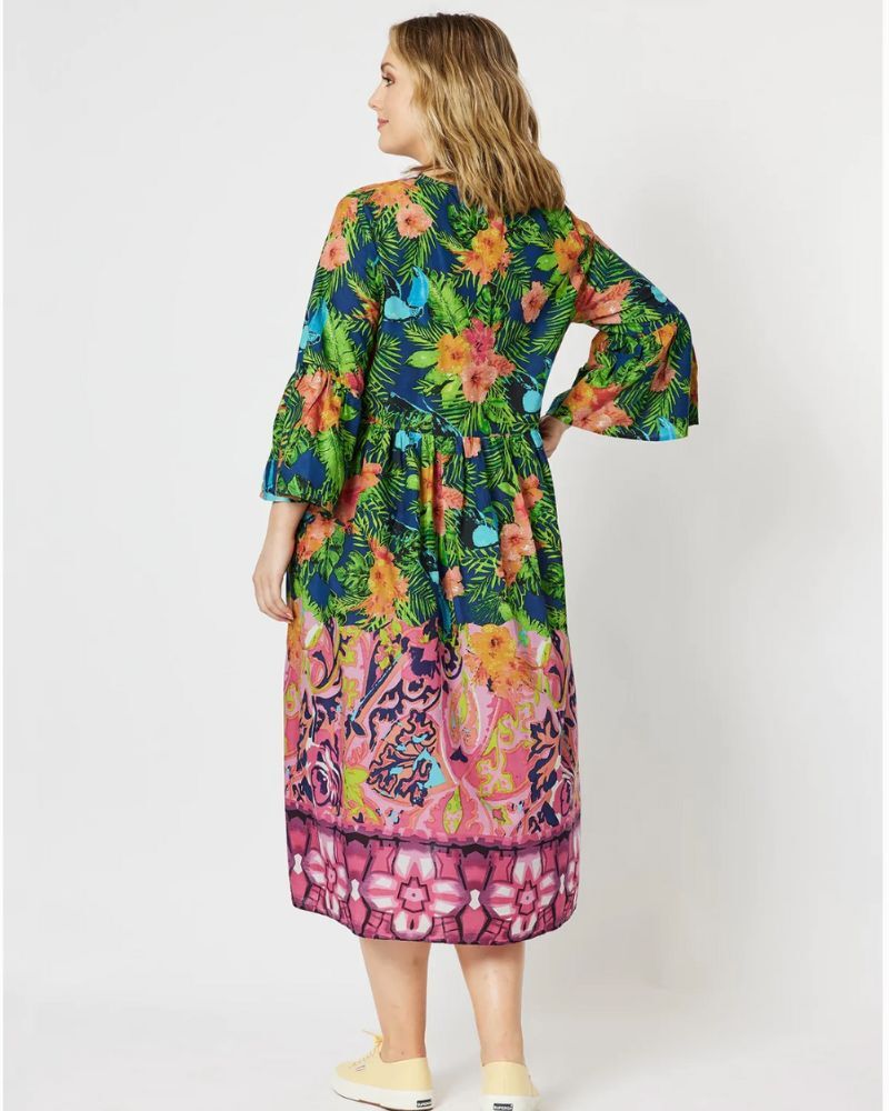 Clarity Tropical Print Cotton Dress | Coquette Clothes