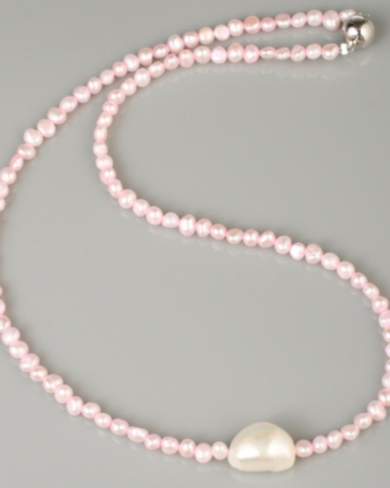 Pink and clearance white pearl necklace