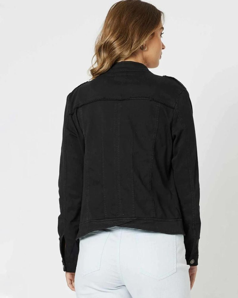 The Military Black Denim Jacket from Threadz Coquette Clothes