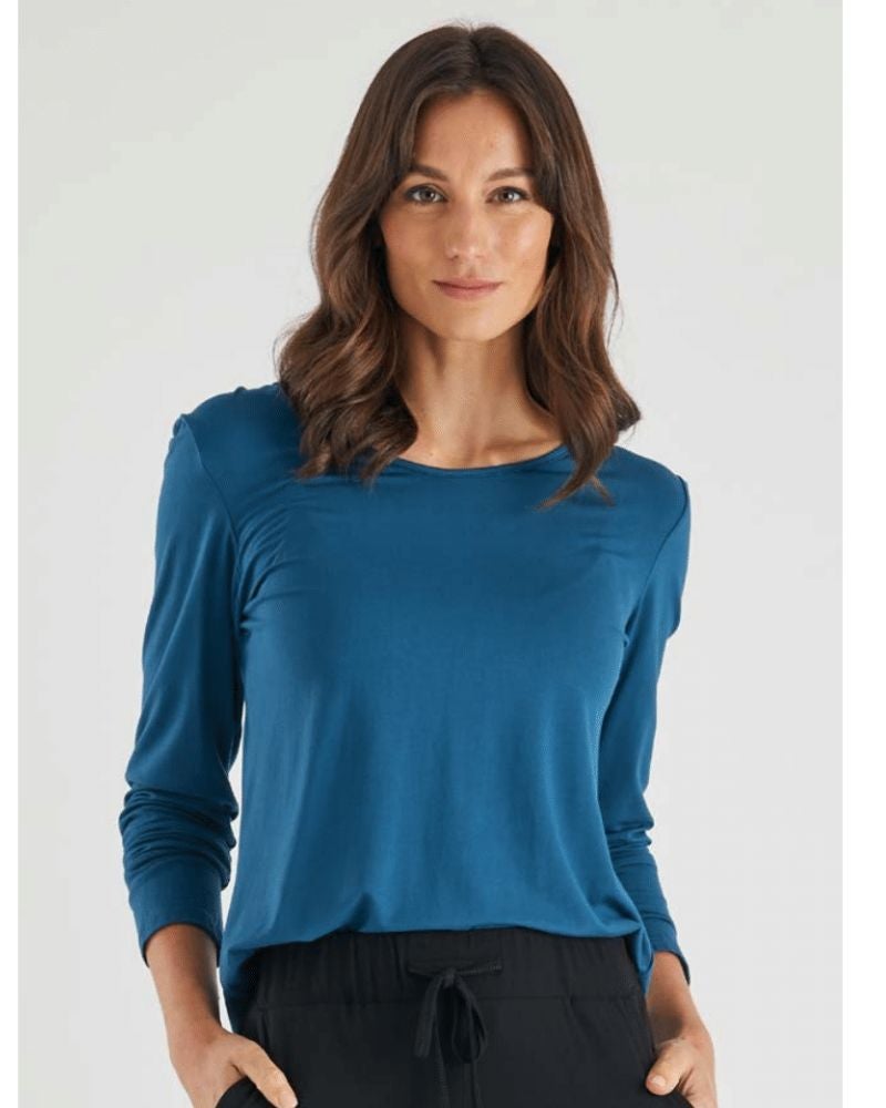 Whispers Bamboo Long Sleeve Teal Top | Coquette Clothes